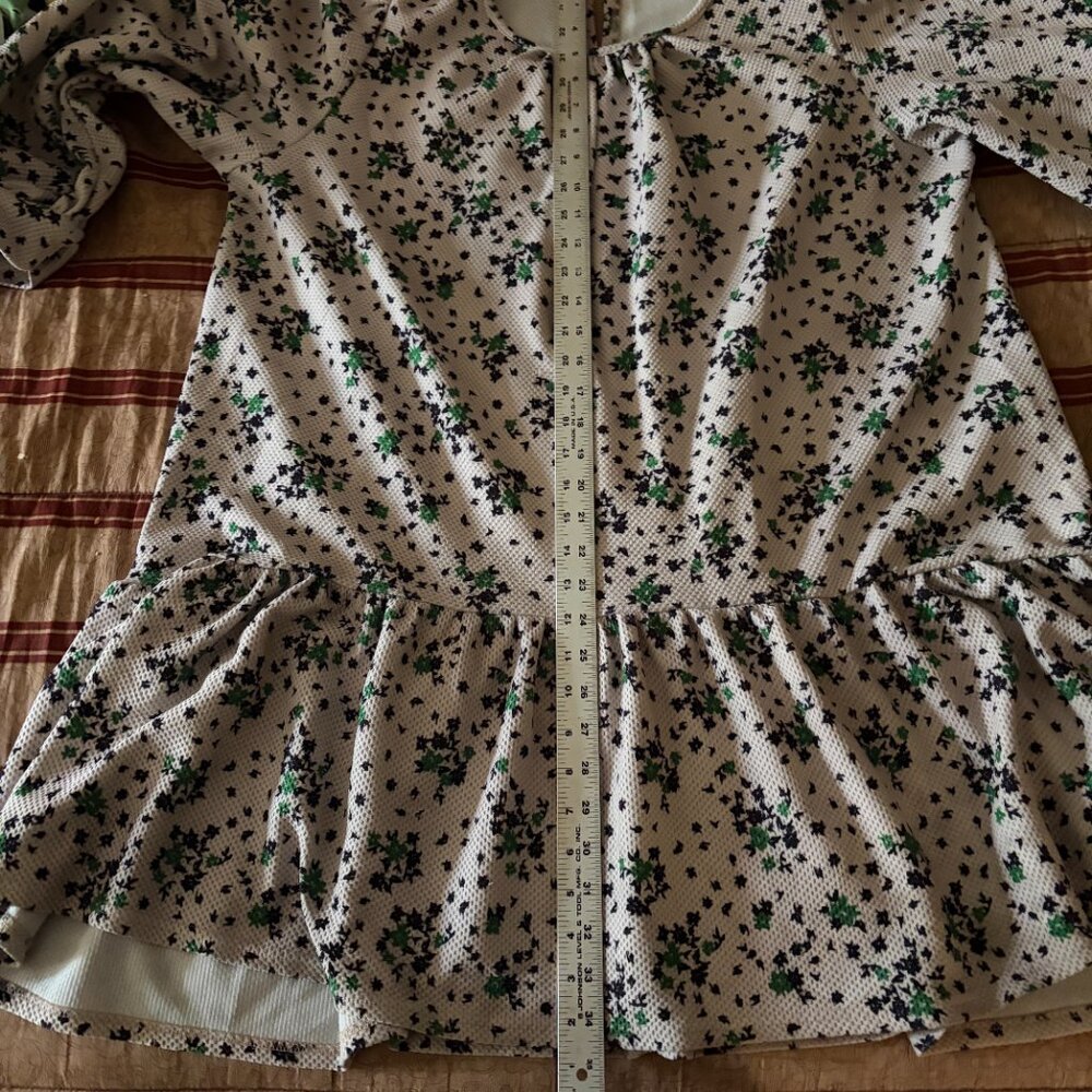 ASOS Design Floral Dress Size 14 3/4 Sleeves Textured Crepe - Picture 2 of 10